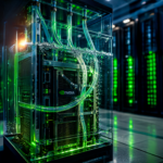 Servidores da NVIDIA utilizando sistema de resfriamento líquido para data centers de inteligência artificial.