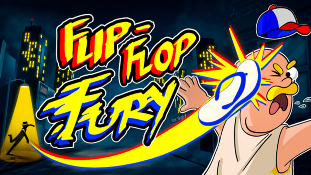 Chinelo voador em alta velocidade durante uma fase de Flip-Flop Fury.