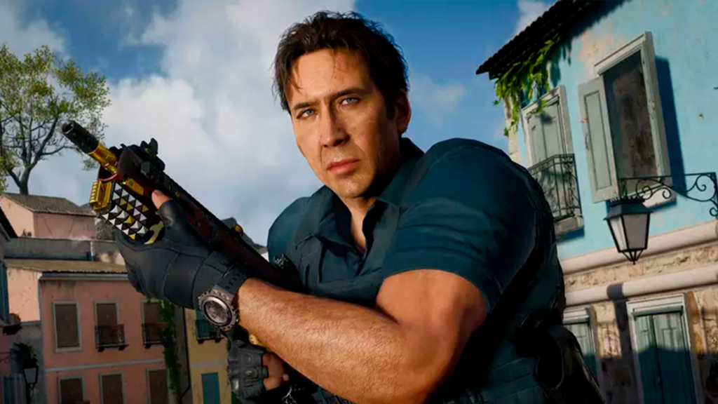 Nicolas Cage como operador de Call of Duty Black Ops 7 durante a Temporada 4 Reloaded.