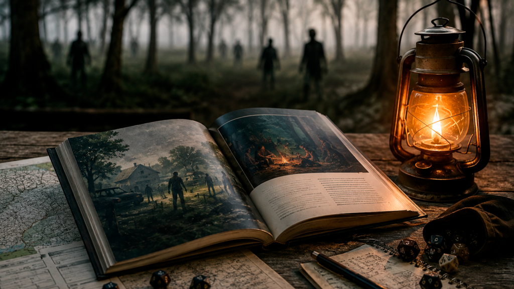Livro oficial de The Walking Dead Universe Roleplaying Game lançado pela Tria Editora no Brasil