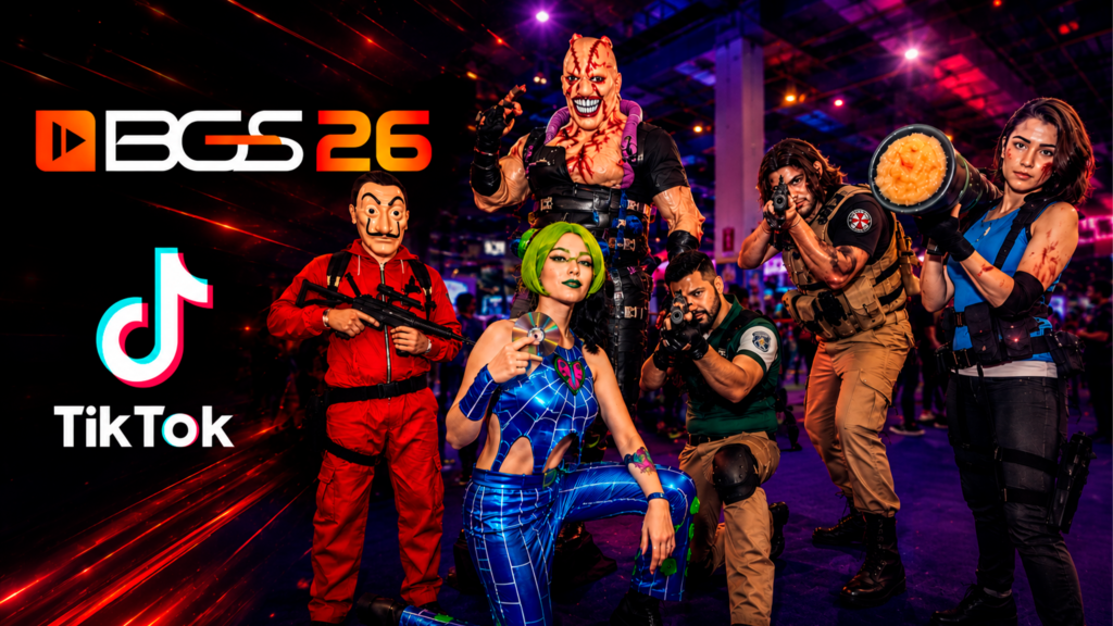 Cosplayers durante a Brasil Game Show participando da campanha BGS Cosplay Online.