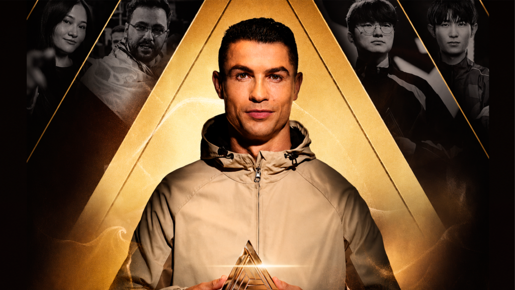 Cristiano Ronaldo em campanha da Esports World Cup 2026 ao lado de grandes nomes dos esports