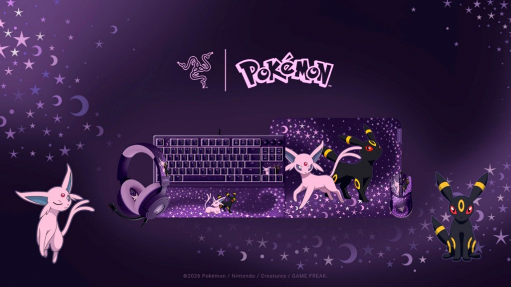 Coleção Razer Espeon e Umbreon com periféricos gamers inspirados em Pokémon