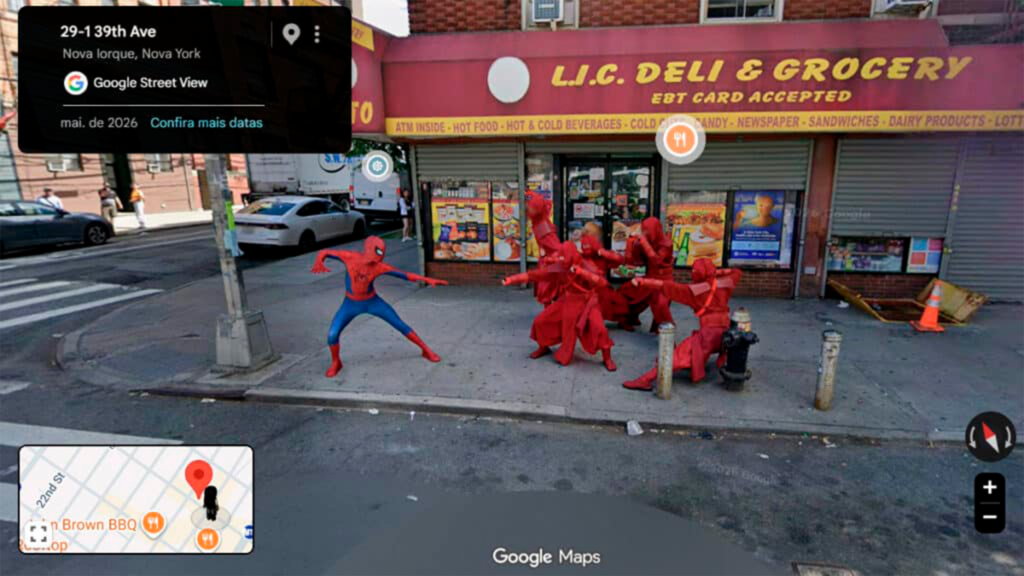 Homem-Aranha aparece escondido no Google Maps Street View durante ação promocional de Spider-Man: Brand New Day.
