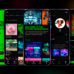 Smartphone Android exibindo um wallpaper animado do Razer Axon Wallpaper Engine.