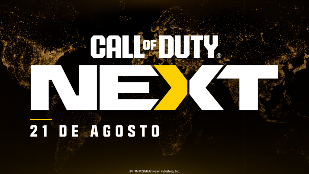 Arte oficial de Call of Duty Modern Warfare 4 destacando o Beta, o evento COD NEXT e o lançamento para Nintendo Switch 2.