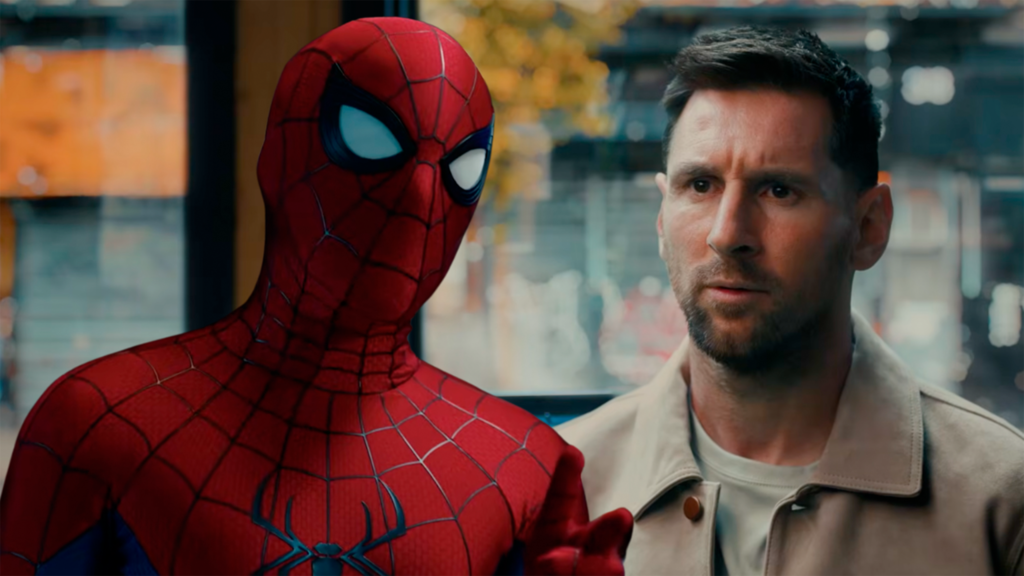 Lionel Messi ao lado de Spider-Man no teaser promocional de Spider-Man Brand New Day.